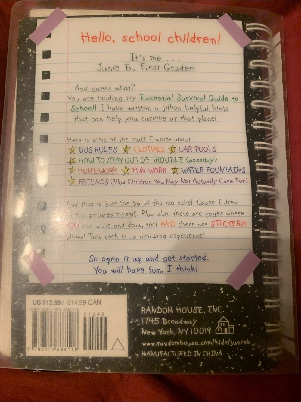 Junie B. Spiral Notebook - Black with Multicolor Artwork